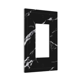 1 Gang Single Decorator GFCI/Rocker Wall Plate Natural Modern Abstract Black White Grey Marble Art Texture Grain Electrical Outlet Decorative Receptacle Cover Light Switch for Dimmer, USB, Mid Size