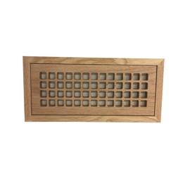 4 Inch x 12 Inch White Oak Hardwood Vent Floor Register Flush Mount with Frame, Eggcrate Style, Unfinished