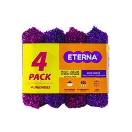 ETERNA Multicolor Scrubsponge, Kitchen Scrubbing Sponges, Heavy Duty Non-Scratch Scrubbing Cleaner Sponges (8 Units)