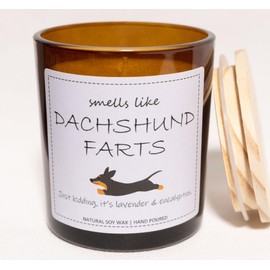 Dachshund Gifts & Decor, Weiner Dog Gifts for Women, Smells Like Dachshund Farts Candle - Lavender & Eucalyptus, Crafted by Natural Soy Wax & Natural Essential Oils