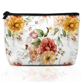 DEMACYA Makeup Bag Watercolor Floral Cosmetic Bag for Women Waterproof Large Capacity Pink Blush Flowers Travel Toiletry Accessories Organizer 9.5×5.9 Inch