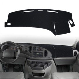 Puxhig Dashboard Cover Custom Fit for Ford Econoline E150 E250 E350 E450 Cargo Van 1997-2008,Dash Cover Mat Pad Carpet Protector (Black)