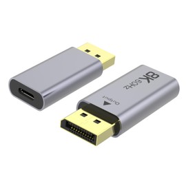 PremiumCord 8K USB-C to DisplayPort Adapter F/M, DP 1.4, UHD 8K 4320p 60Hz, 4K 2160p 144Hz, HDR10, HDCP 2.2, 32.4 Gbps, Aluminium Housing, Space Gray