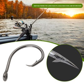 ECSiNG Pack of 10 Fishing Hooks 10/0 Circle Hooks Saltwater Fishing Hooks Big Game Hooks for Tuna Halibut Bass Cod Black Nickel Coating