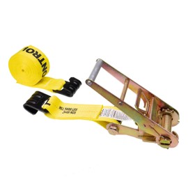 US Cargo Control 3 Inch x 30 Foot Yellow Ratchet Strap with Flat Hooks