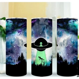 Handmade Alien UFO Space 20oz Skinny Tumbler Insulated Travel Mug Cup Tumblr