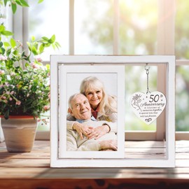 Apjielop Happy 50th Anniversary Picture Frame Gifts - 50th Wedding Anniversary Unique Gifts for Couples Parents Grandparents, Golden Anniversary Picture Frame 4 * 6 Photo