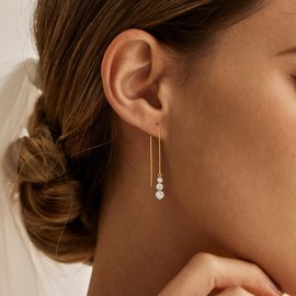 JOBICY Gold Dangle Earrings for Women, Dangly Drop Earring 14K Dangling Chain Earring Threader Hypoallergenic Long Gold Earrings for Women Trendy Prom Wedding Earring Prom Jewelry Gifts