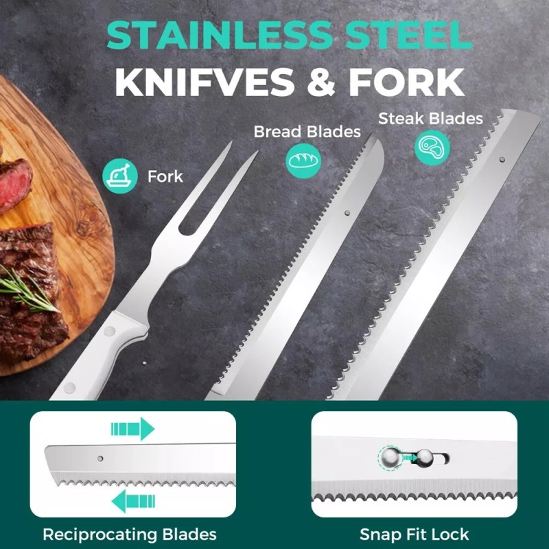 HAUSHOF 8V Cordless Electric Knife Set Meat Cutter Stainless Steel