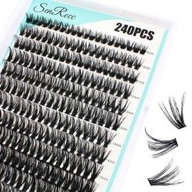 Cluster Lashes Individual Lashes 50D 240pcs D Curl 9-16mm Lash Clusters Volume Eyelash Clusters DIY Lash Extension Fluffy Cluster Eyelash Extensions 0.07 Black (50D-0.07D-9-16-CA)