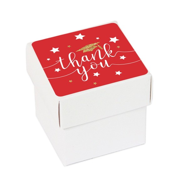 Andaz Press Red and Gold Glittering Graduation Party Collection, Favor Box DIY Party Favors Kit, Graduation Thank You, 20-Pack