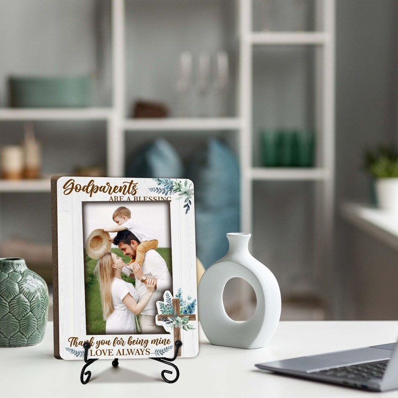 SIXEIGHT Godparents Appreciation Gift Godparent Wood Picture Frame Rustic to