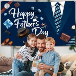 Bonieset Happy Father's Day Backdrop, 72.8" X 43.3" Fathers Day Banner Backdrop Father's Day Photo Background Father’s Day Photography Backdrop Studio Props for Father's Day Party Decor Supplies