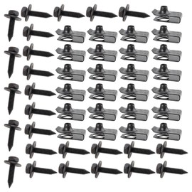 MOTOALL Engine Under Cover Splash Shield Guard Body Bolts, 50 Pcs Engine Splash Shield Bolts Hardware Kit with 5/16 Body Bolts and U-Nut Clips 5/16-18 x 1-3/16, 25 Each, 1590 (858/19), Black