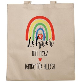 Shirtracer - Cotton Bag - Bags - Teacher with Heart Thank You for Everything | Thank You Teacher | Thank You Teacher | Thank You Gifts Teacher | Thank You Gift Teacher | Thank You for Teacher, 1