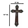 Rustic Western Cowboy Diamond Teardrop Crystals Tooled Leather Wall Cross