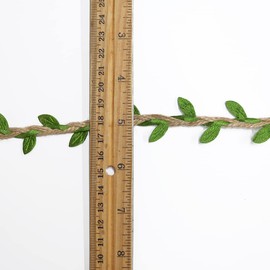 22-Yards Natural Jute Twine Burlap with Artificial Vine Green Leaves for Wall DIY Craft Party Wedding Home Decoration Hanging Plants Leaves Decorative Wreath, EJ-2031