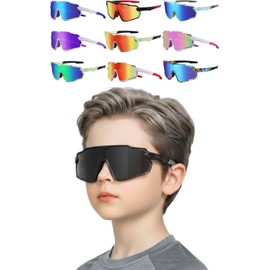 Spogear Kids Sunglasses, Baseball, UV Protection, Polarized, Junior, Sports, Running, Cycling, Bicycle, Boys and Girls (Black x Gray)