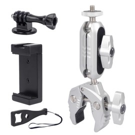 Mechrig Bike/Motorcycle Mount, 360° Dual Swivel Head Bike Handlebar Adapter Mount with Adapter Compatible with Action Cameras