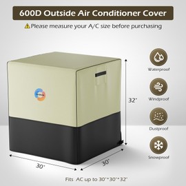 cocobeen Air Conditioner Cover for Outside -600D Waterproof AC Units Cover Outdoor for Winter Fits Up to 30 x 30 x 32 Inches