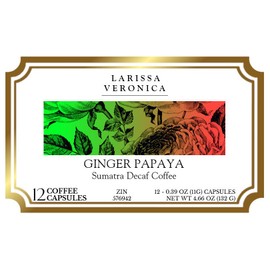 Ginger Papaya Sumatra Decaf Coffee (Single Serve K-Cup Pods) (Gourmet, Naturally Flavored, Whole Coffee Beans) (12 pods, ZIN: 576942)