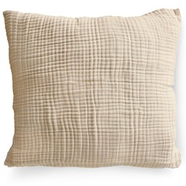 PinkZebra Organic Muslin Double Gauze Pillowcase 80 x 80 cm for Children & Adults, ÖkoTex Certified, Soft Pillowcase GOTS Certification, Cushion Cover, Light Beige