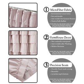 WestWeir Blush Ruffle Shower Curtain - Farmhouse Fabric Bathroom,Rustic Style 72 inches Square