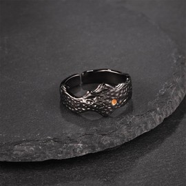 KONFEN Ring Adjustable Silver Men's Fidget Ring Black Mountain Rings Open Adjustable Men Index Finger Rings Foot Rings Two Finger Ring Vintage Retro Jewellery for Men Men Women Unisex