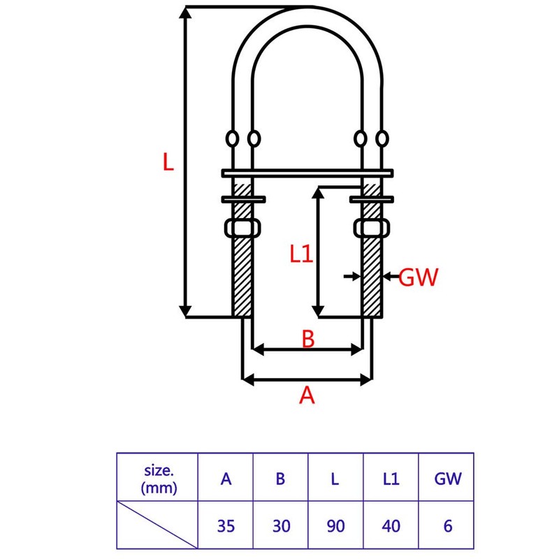 2Pcs 6mm AISI 316 Stainless Steel U Bolts with Plate