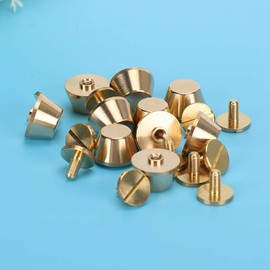 10pcs Flat Stud Rivet Brass Screw Back Spike Metal Cone Studs Purse Handbag Feet Nailhead for Protect Purse Handbag Leather Craft DIY Metal Studs Purse Handbag Feet Nailhead for Pr