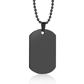 Long tiantian Dog Tag Necklace for Men Stainless Steel Tag Plates Pendant Necklace Military Dog Tag Pendant Necklace for Boys Army Hip Hop Jewelry (black)