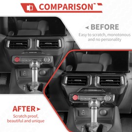 amayum Carbon Fiber Center Console Air Vent Outlet Panel Radio Audio AC Control Switches Trim Interior Accessories Fit for Ford Mustang 2024+
