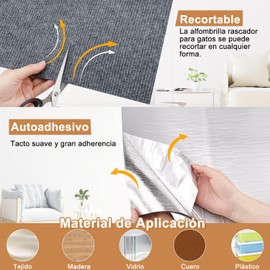 Tapete Rascador para Gatos, DIY Alfombra de Pared para Gato Autoadhesivo Recortable, Tapete Protector de Muebles para Gatos o Arañazos para árbol de Gato, Cama, Silla, Sofá (Gris oscuro, 30x100CM)