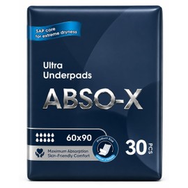 ABSO-X Ultra Bed Protector Pads 60 x 90 cm - with SAP Granules for Maximum Suction Power - Disposable Incontinence Pads, Waterproof & Leak-Proof