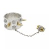 Unbranded Women Silver Metal Hand Chain Gold Spikes Bracelet Ring