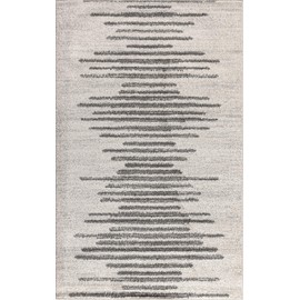 JONATHAN Y MOH205A-8 Aya Berber Stripe Geometric Indoor Farmhouse Area-Rug Bohemian Minimalistic Striped Easy-Cleaning Bedroom Kitchen Living Room Non Shedding, 8 X 10, Cream,Gray