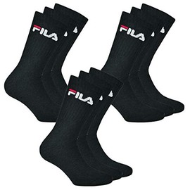 FILA 9 Pairs of Socks Terry Cloth Tennis Socks with Logo Waistband Unisex (3 x Pack of 3), black