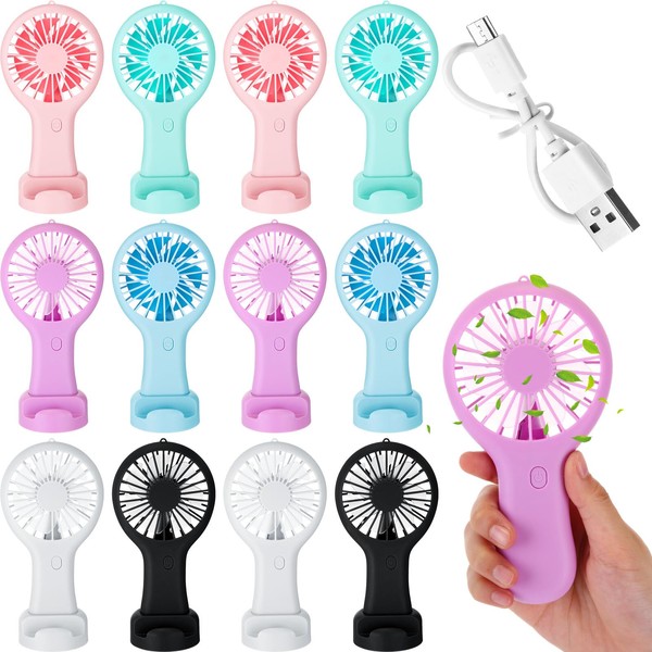Woanger 12 Pcs Mini Handheld Fan Bulk 3 Speed USB