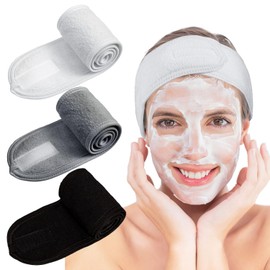 3 diademas Whaline en blanco, negro y gris de 25 pulgadas para lavado facial y ducha