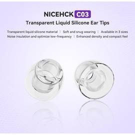 NICEHCK C03 Ear Tips for in-Ear Headphones, Transparent Liquid Silicone Ear Tips, 3 Pairs Soft Silicone Earbuds Tips Eartips, Fit Most in-Ear Earbuds (S/M/L, 1 Pair of Each)
