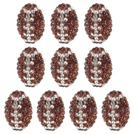 PH PandaHall About 10 Pcs 15x10mm Oval Rhinestone Clay Beads Rugby Rhinestone Beads Brown Clay Pave Disco Ball Diamond Clay Beads for Necklace Bracelet Jewelry Making