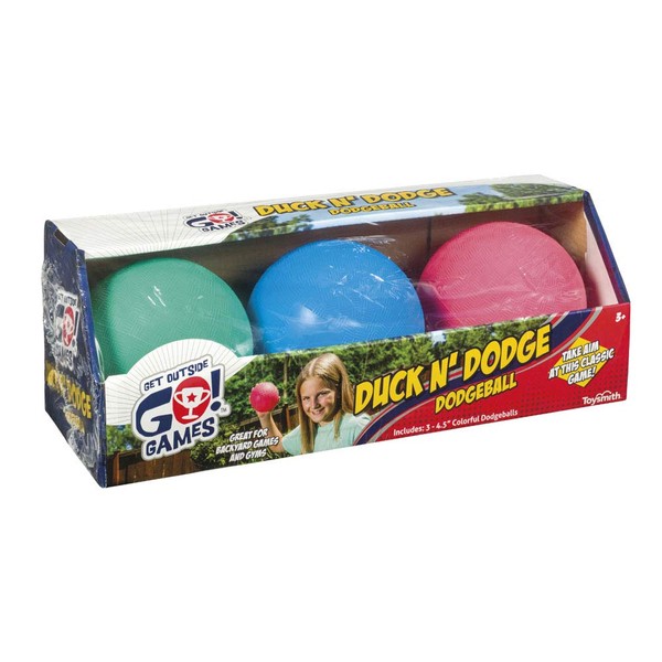 Toysmith Mini Dodge Ball Set Game Set of 3 Kickball for Younger Kids Assorted Colors, Duck-n-Dodge Set (26006)