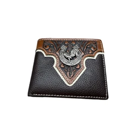 Western Stakes - portafolios para hombre, diseño floral, diseño de gallo, vaquero, de piel occidental, de gama alta, para hombre, de piel, con diseño de toro, para hombre, Café, portafolios