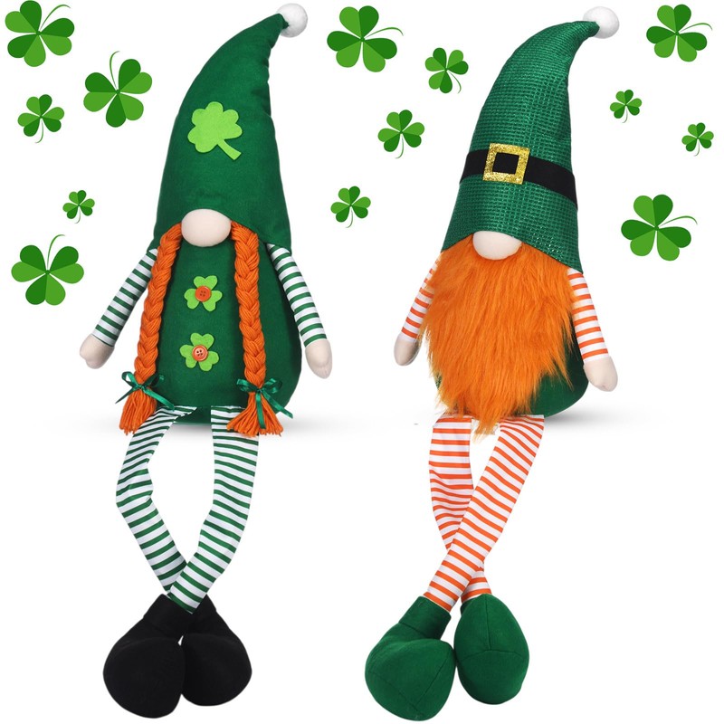 2 Pcs Extra Large St. Patrick's Day Gnome Plush Decor