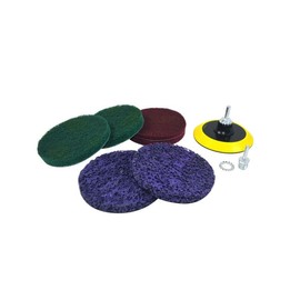 LINE10 Tools 5-Inch Metal Stripping Surface Condition Kit for Angle Grinder w Drill Adapter, Quick Strip Discs, Paint Remover for Metal, Rust Cleaner Scour Scrub Pads Red Green Non-Woven Scotch Discs