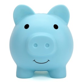 Cute Piggy Bank, Coin Bank for Boys and Girls, Children's Plastic Shatterproof Money Bank，Children's Toy Gift Savings Jar (Large Blue)
