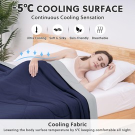 HOMFINE Cooling Comforter Twin Size, Dark Blue Summer Cooling Blanket for Hot Sleepers and Night Sweats, Japanese Double-Sided Cold Tech Fabric Q-Max 0.45, Soft Breathable Silky Smooth Lightweight