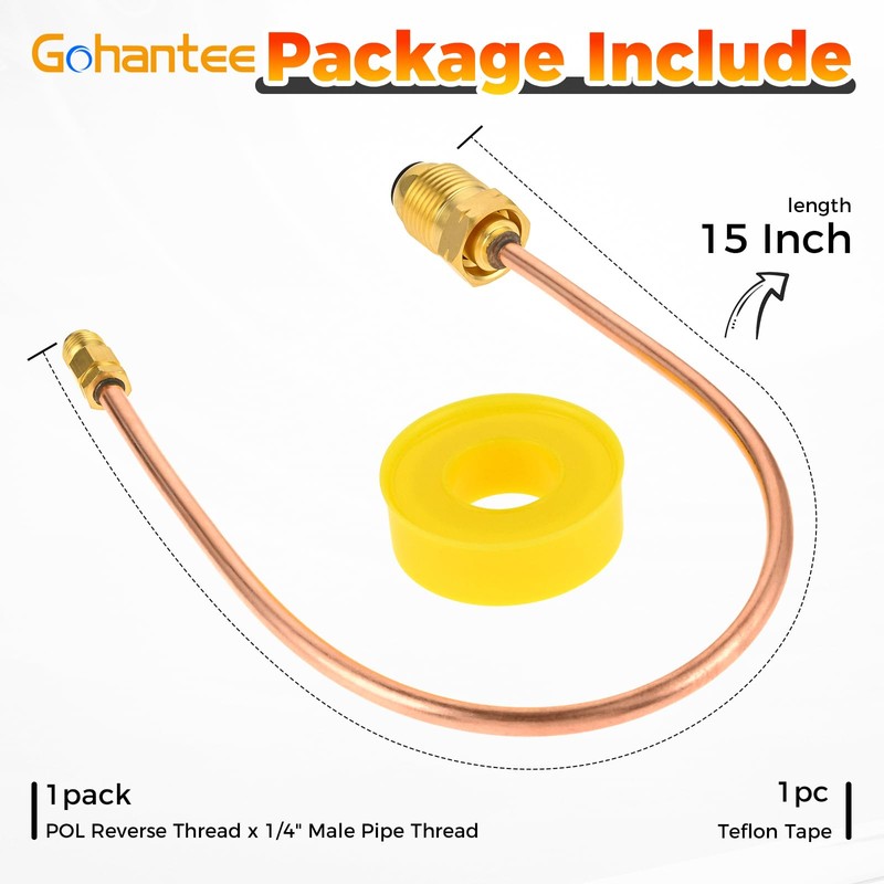 Gohantee Propane Regulator Copper Pigtail POL x 1/4' Inverted Male