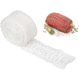 jushion Ham Net, White, 3 m Rolled Roast Net, Cotton Thread, 18 Holes, Meat Net, Elastic Roulade Net, Cooking Accessories, Meat Net Roll for Storage, Hanging, Net for Roast Roast