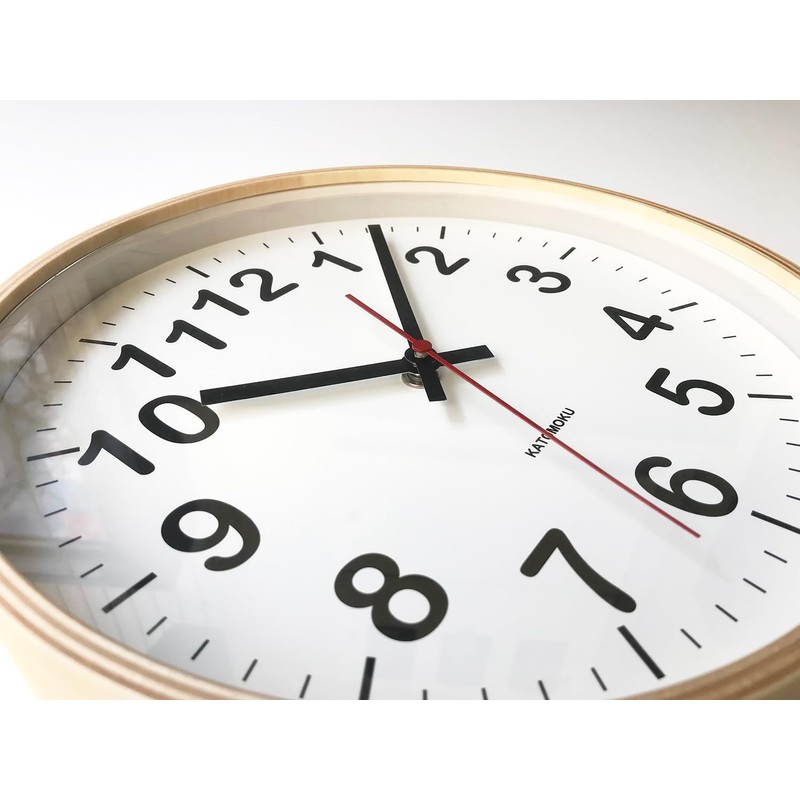 KATOMOKU Plywood Wall Clock 2, Continuous Second Hand, Km -